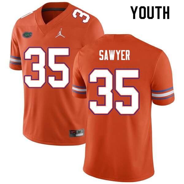 NCAA Florida Gators William Sawyer Youth #35 Nike Orange Stitched Authentic College Football Jersey ADY0464CW